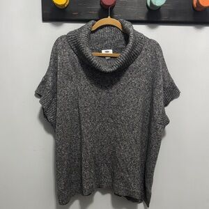 Cozy Gray Cowl Neck Sweater Poncho